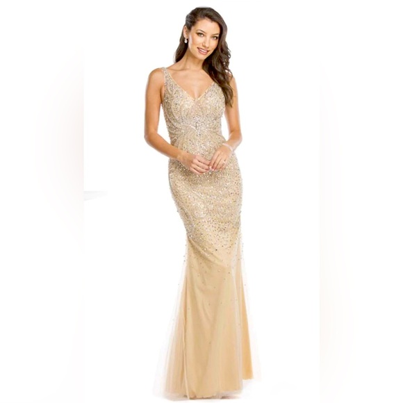 FULL LENGTH V NECK SEQUIN GOWN - ASPEED Size Small - Picture 2 of 10